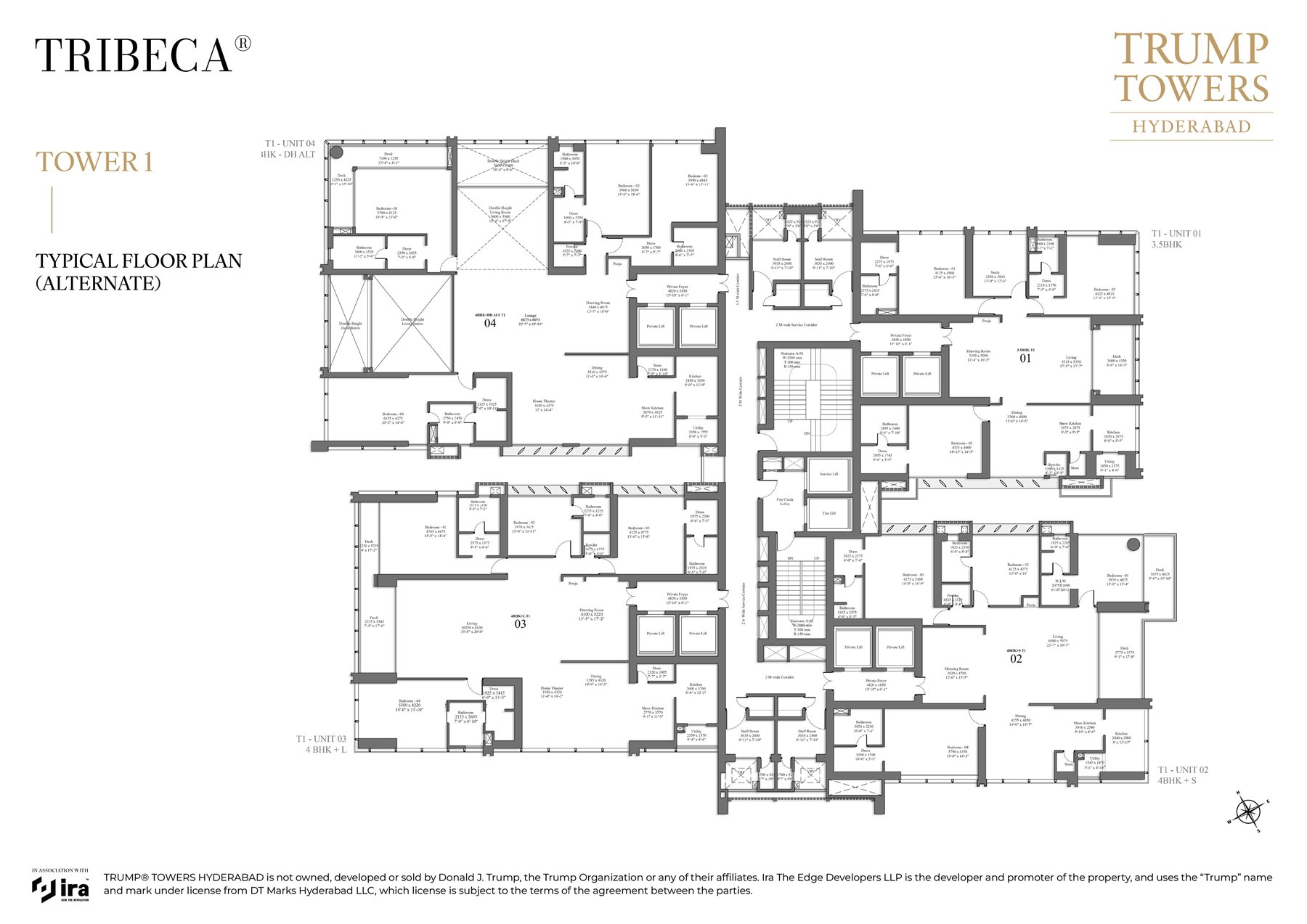 Tower 1 floor plan, unit detail