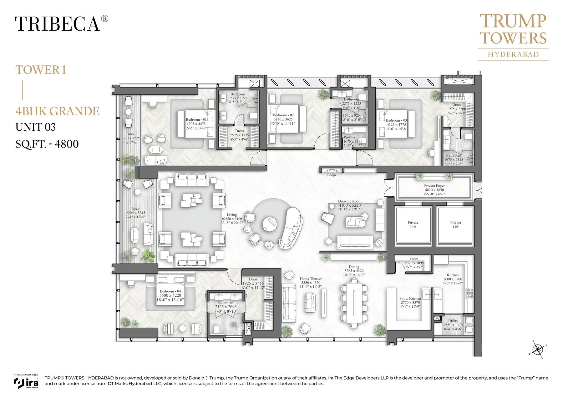 Tower 1 floor plan, unit detail